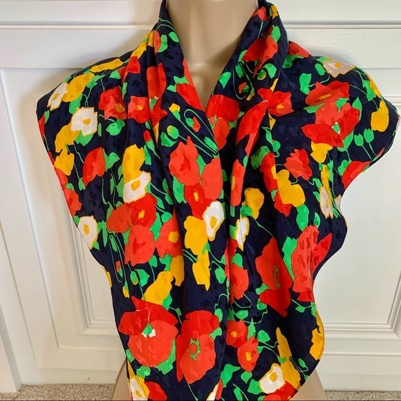 Beautiful Blue  Red 100 Silk Scarf